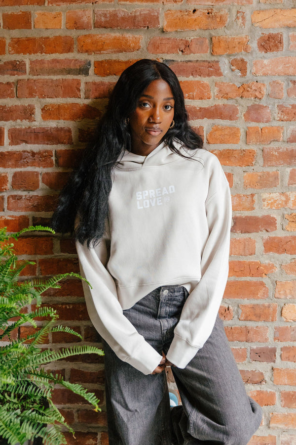 Spread Love Crop Hoodie [Bone]
