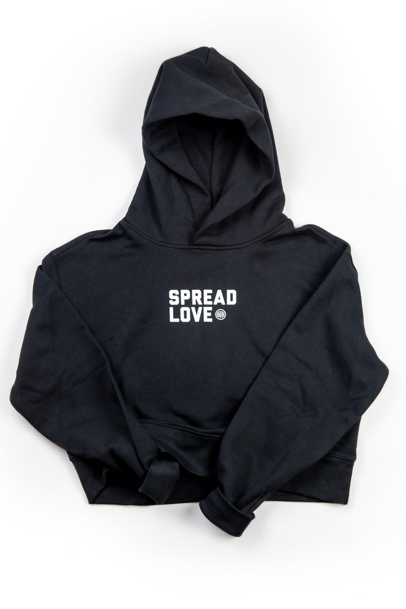 Spread Love Crop Hoodie [Black]